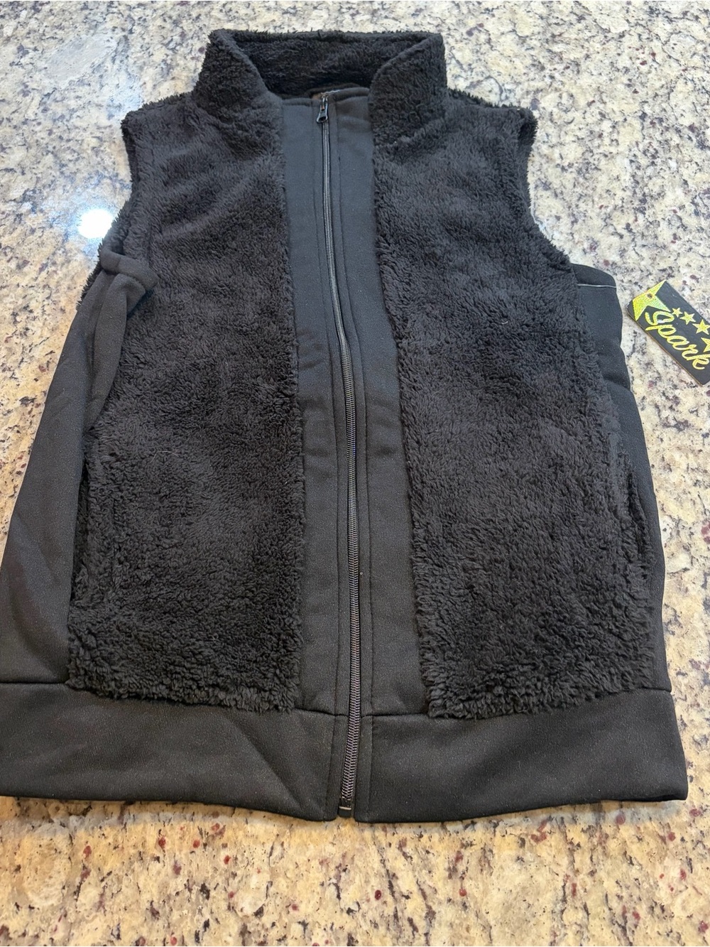 Women’s Black Sherpa Zip Vest - Cozy Layering Vest